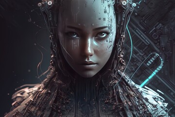 a woman in a futuristic suit with a futuristic headpiece Generative AI