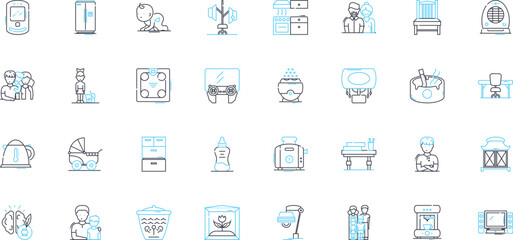 Dwellers linear icons set. Denizens, Inhabitants, Residents, Occupants, Citizens, Locals, Natives line vector and concept signs. Settlers,Tenants,Homesteaders outline illustrations