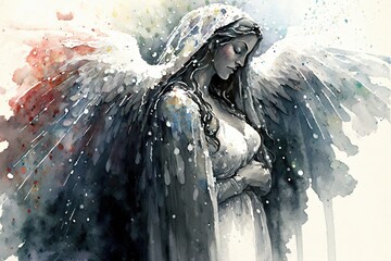 a illustration of a woman with an angel wings Generative AI