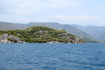 Naklejka premium beautiful sea view. Islands in the sea. Deserted