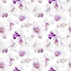 Orchid - Seamless Watercolor Pattern Flowers - perfect for wrappers, wallpapers, wedding invitations, romantic events.