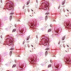 Roses -Seamless Watercolor Pattern Flowers - perfect for wrappers, wallpapers, wedding invitations, romantic events.