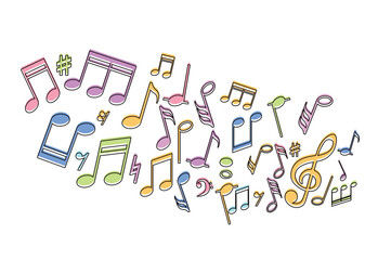 Musical Notes on Background, Musical key signs,  illustration design