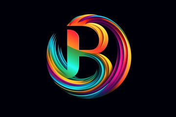 Colored B alphabet letter logo icon design. Creative colorful template design for company or business idea. Ai generated