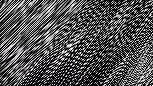 Animation of white pencil strokes on a black screen. Concept of texture of academic drawing for clip. Stock art video in 4k with alpha channel.