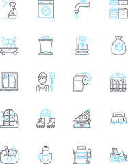 Home appliances linear icons set. Refrigerator, Dishwasher, Oven, Stove, Microwave, Coffee Maker, Blender line vector and concept signs. Toaster,Mixer,Slow Cooker outline illustrations