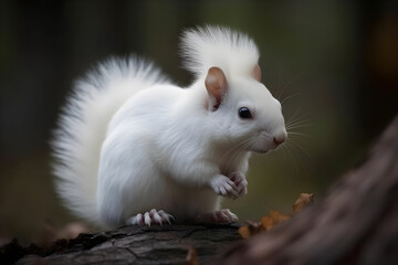 White squirrel in the forest. Generative AI