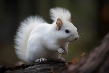 Fotobehang White squirrel in the forest. Generative AI © Aliaksandra