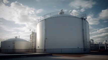 Obraz premium Hydrogen energy storage gas tank. AI generated