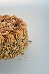 chocolate hazelnut cake isolated on white background