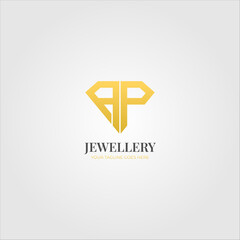 Fototapeta na wymiar Initial AP Letter Logo Design with Luxury Jewelry shape Vector Graphic