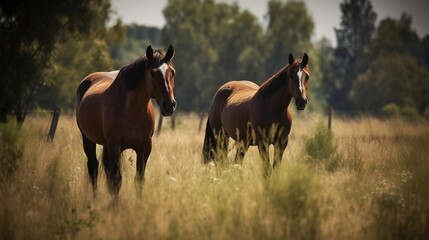 Fototapeta premium Horses in a pasture