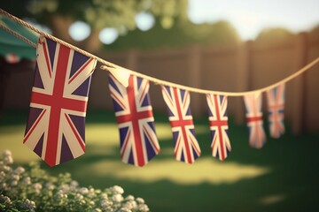 British bunting in garden on summer day  - obrazy, fototapety, plakaty