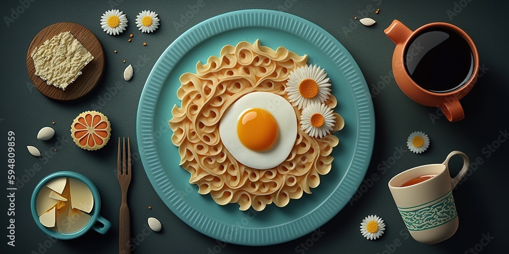 Poster breakfast buffet with a creative twist generative ai