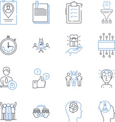 Project partnership line icons collection. Collaboration, Synergy, Alliance, Cooperation, Engagement, Co-creation, Fellowshipping vector and linear illustration. Concord,Joint effort,Coalition outline