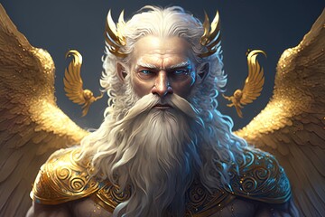a man with a beard and angel wings Generative AI