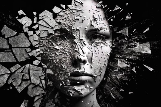 a black and white photo of a woman's face Generative AI