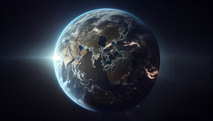Naklejka na ściany i meble Cinematic space view of North America. Earth day concept. Ai generated image