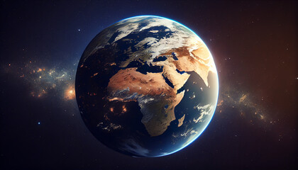 Cinematic space view of North America. Earth day concept. Ai generated image