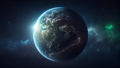 Fototapeta na wymiar Cinematic space view of North America. Earth day concept. Ai generated image