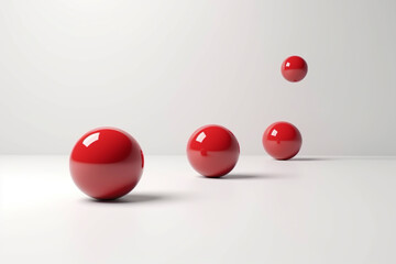 Close-up, ground-level macro view of 3D red balls - background, copy space, isolated, Generative AI