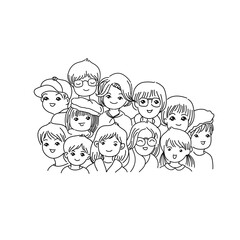 Group of people, sketch for your design. Vector illustration