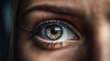 Macro close-up of Woman eye. AI generated