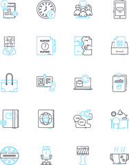 Company hierarchy linear icons set. Authority, Responsibility, Chain, Structure, Management, Position, Level line vector and concept signs. Pecking order,Hierarchal,Subordinate outline illustrations