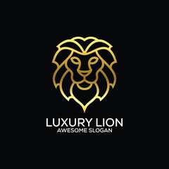 luxury lion logo design gradient line art