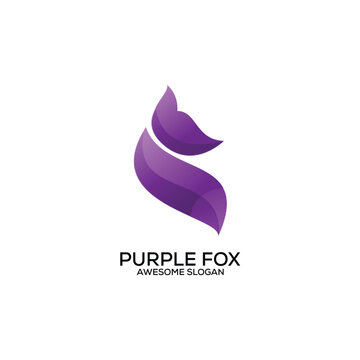 purple fox logo design gradient colorful