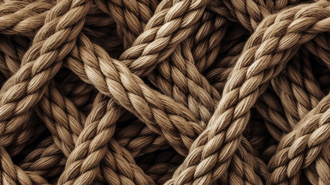 Seamless Tile of Thick Rope Strands - Generative AI. Seamlessly expandable on all sides to your desired size.