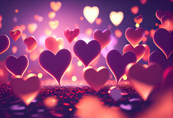Valentine background with hearts. Generative AI
