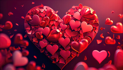 Valentine background with hearts. Generative AI