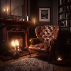 Cozy living room with Comfortable armchair ai, ai generative, illustration