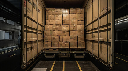 Loaded Cargo Truck with Full Boxes