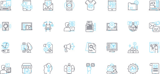 Launch Pads linear icons set. Rocket, Ignition, Launch, Spacecraft, Blast-off, Aerospace, Countdown line vector and concept signs. Launchpad,Takeoff,Fueling outline illustrations