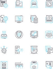Openness linear icons set. Transparency, Candidness, Boldness, Hsty, Clarity, Sincerity, Frankness line vector and concept signs. Candidity,Unconcealedness,Straightforwardness outline illustrations