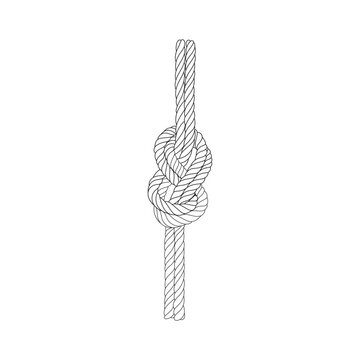 Rope Knots Borders Black Thin Line art Design Element. Vector illustration of Rope Knot