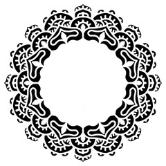 Abstract floral round frame stencil