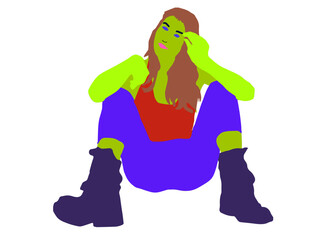 Victor girl practicing on the rubber ball exercises for the vertebrae of the back