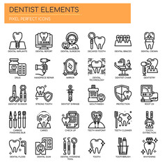 Dentist Elements , Thin Line and Pixel Perfect Icons.