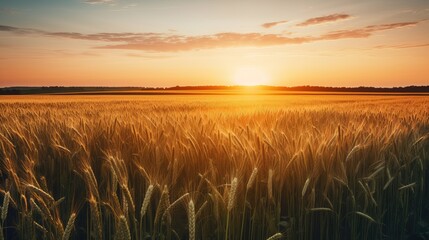 Stunning Image of a Wheat Field During Sunset