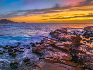 Sunrise at the seaside with high cloud