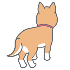 後ろ向きの柴犬のベクターイラスト