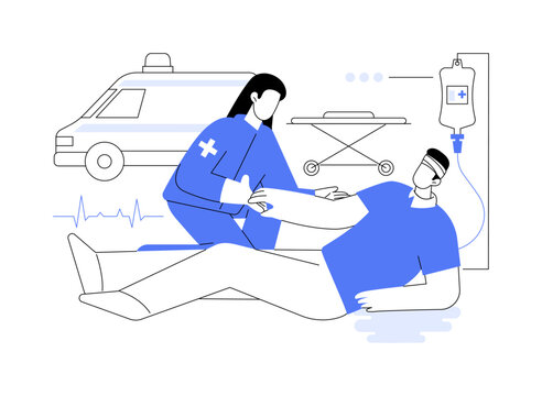 blue medical emergency scene with ambulance clip art preview