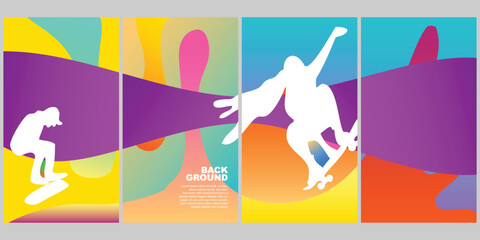 Background Set Skateboard Summer Color Pop Vertical Gradient