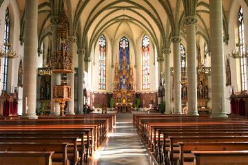 Fototapeta na wymiar Innenansicht der kath. Kirche St. Jakob in in Escholzmatt-Marbach, Kanton Luzern (Schweiz)