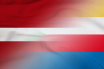 Latvia and Comoros official flag international relations COM LVA