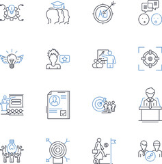 Welcome center line icons collection. Reception, Hospitality, Greeting, Information, Welcome, Orientation, Tour vector and linear illustration. Assistance,Support,Guidance outline signs set