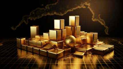 Business investment money gold stock financial concept. Generative ai.